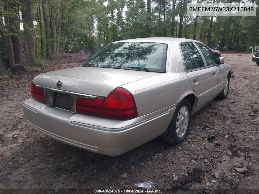 2003 Mercury Grand Marquis Ls VIN: 2MEFM75W33X710048 Lot: 40524075