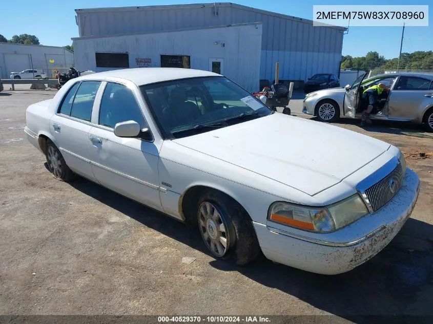 2003 Mercury Grand Marquis Ls VIN: 2MEFM75W83X708960 Lot: 40529370