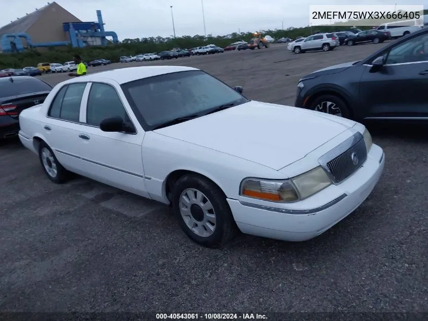 2003 Mercury Grand Marquis Ls VIN: 2MEFM75WX3X666405 Lot: 40543061