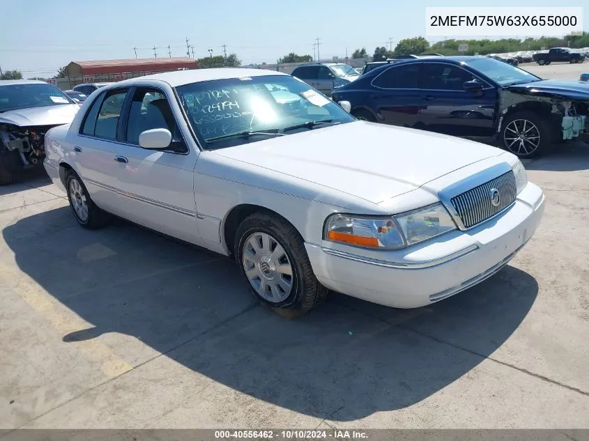 2003 Mercury Grand Marquis Ls VIN: 2MEFM75W63X655000 Lot: 40556462