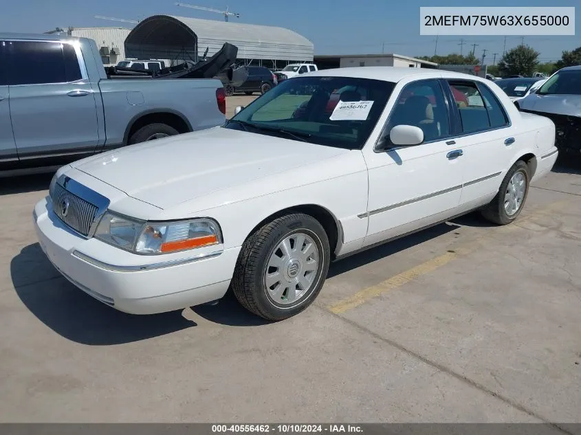 2003 Mercury Grand Marquis Ls VIN: 2MEFM75W63X655000 Lot: 40556462