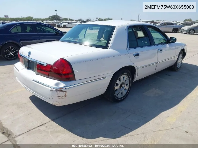 2003 Mercury Grand Marquis Ls VIN: 2MEFM75W63X655000 Lot: 40556462