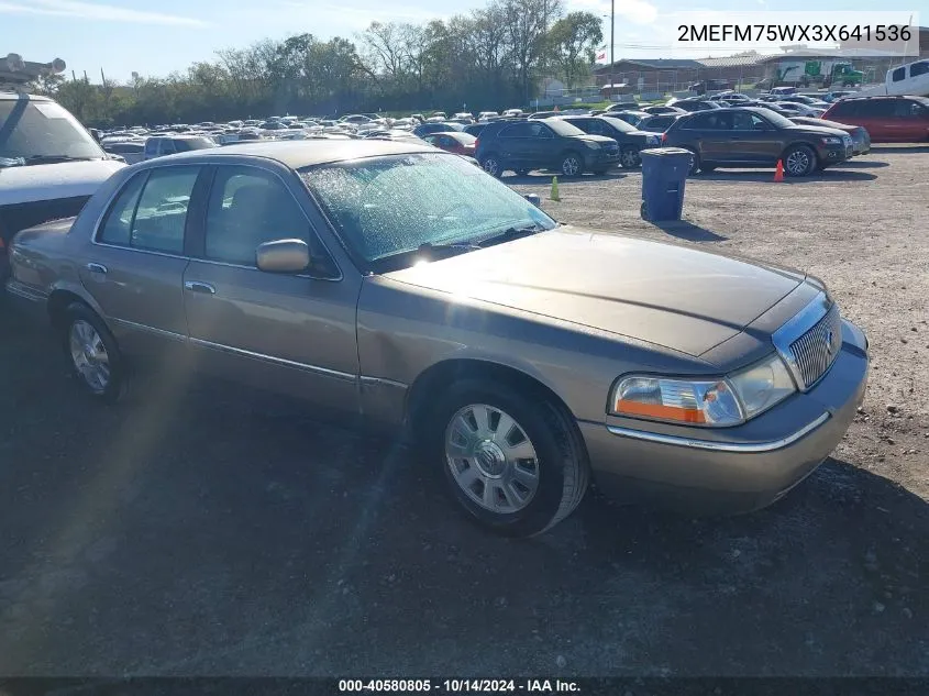 2003 Mercury Grand Marquis Ls VIN: 2MEFM75WX3X641536 Lot: 40580805