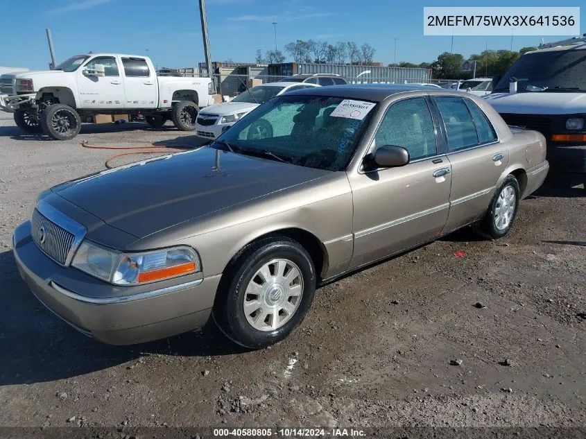 2003 Mercury Grand Marquis Ls VIN: 2MEFM75WX3X641536 Lot: 40580805