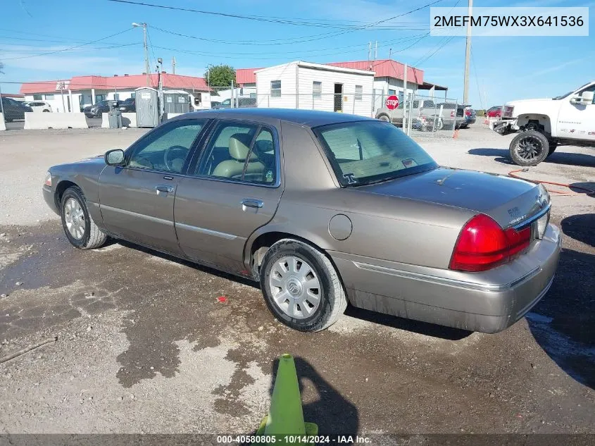 2003 Mercury Grand Marquis Ls VIN: 2MEFM75WX3X641536 Lot: 40580805