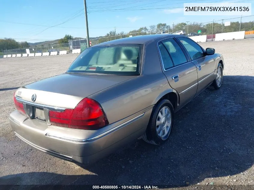 2003 Mercury Grand Marquis Ls VIN: 2MEFM75WX3X641536 Lot: 40580805