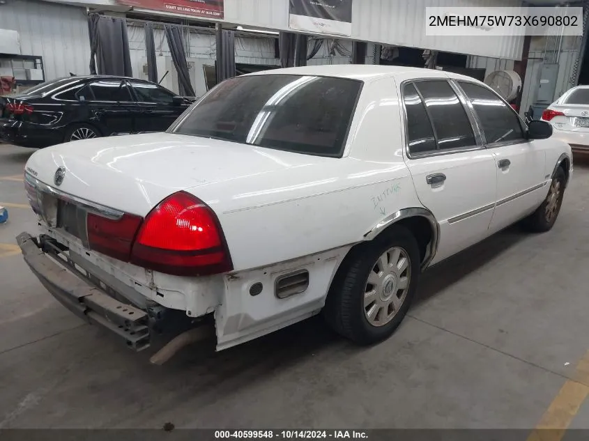 2003 Mercury Grand Marquis Ls VIN: 2MEHM75W73X690802 Lot: 40599548