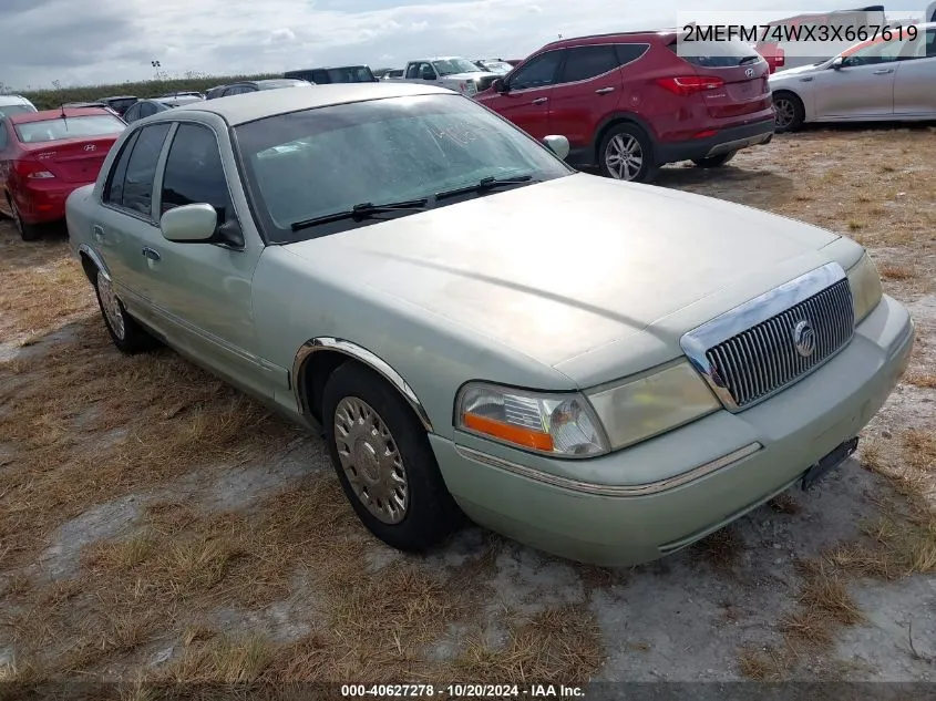 2003 Mercury Grand Marquis Gs VIN: 2MEFM74WX3X667619 Lot: 40627278