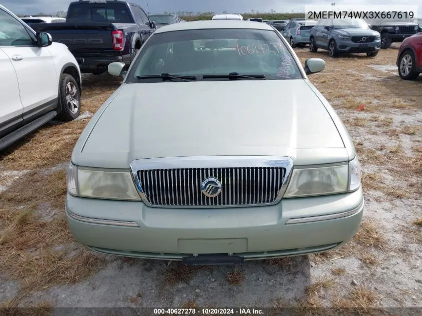 2003 Mercury Grand Marquis Gs VIN: 2MEFM74WX3X667619 Lot: 40627278