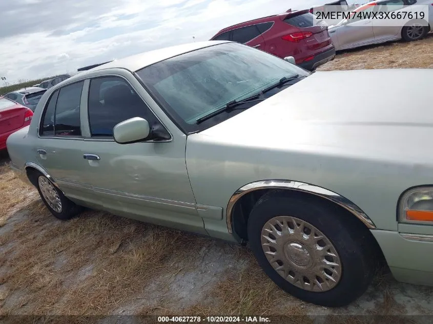 2003 Mercury Grand Marquis Gs VIN: 2MEFM74WX3X667619 Lot: 40627278