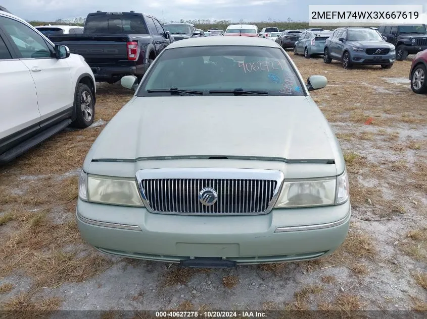 2003 Mercury Grand Marquis Gs VIN: 2MEFM74WX3X667619 Lot: 40627278