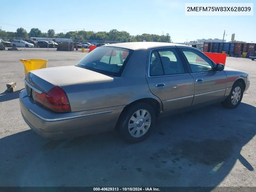 2003 Mercury Grand Marquis Ls VIN: 2MEFM75W83X628039 Lot: 40629313