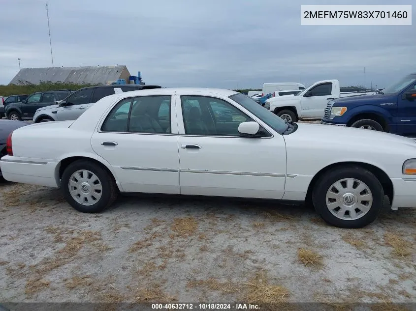 2003 Mercury Grand Marquis Ls VIN: 2MEFM75W83X701460 Lot: 40632712