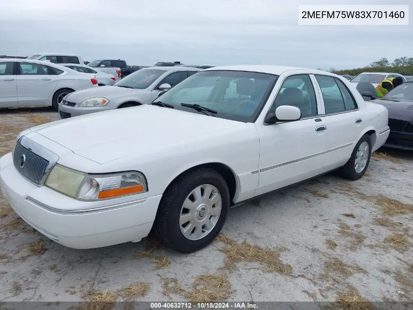 2003 Mercury Grand Marquis Ls VIN: 2MEFM75W83X701460 Lot: 40632712