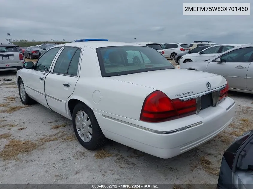 2003 Mercury Grand Marquis Ls VIN: 2MEFM75W83X701460 Lot: 40632712