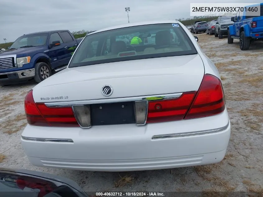 2003 Mercury Grand Marquis Ls VIN: 2MEFM75W83X701460 Lot: 40632712