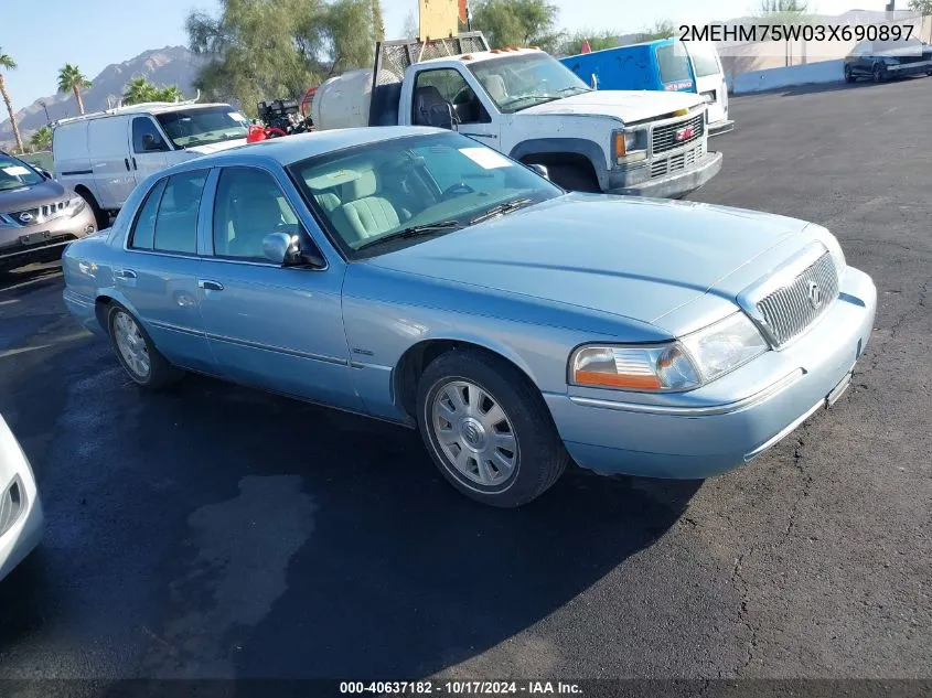 2003 Mercury Grand Marquis Ls VIN: 2MEHM75W03X690897 Lot: 40637182