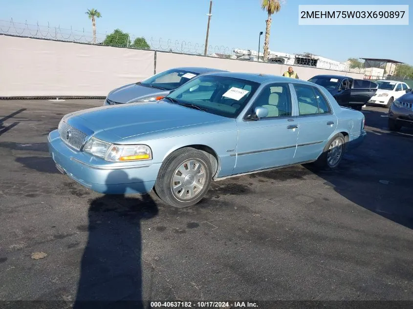 2003 Mercury Grand Marquis Ls VIN: 2MEHM75W03X690897 Lot: 40637182