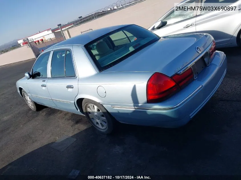 2003 Mercury Grand Marquis Ls VIN: 2MEHM75W03X690897 Lot: 40637182