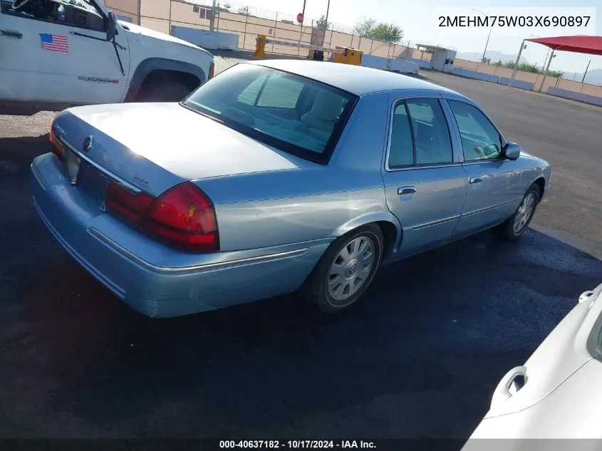 2003 Mercury Grand Marquis Ls VIN: 2MEHM75W03X690897 Lot: 40637182