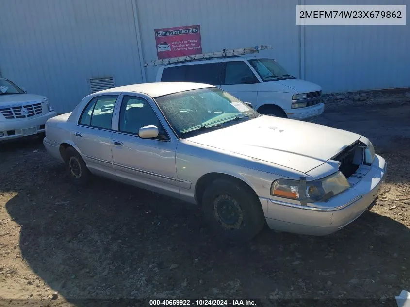 2003 Mercury Grand Marquis Gs VIN: 2MEFM74W23X679862 Lot: 40659922