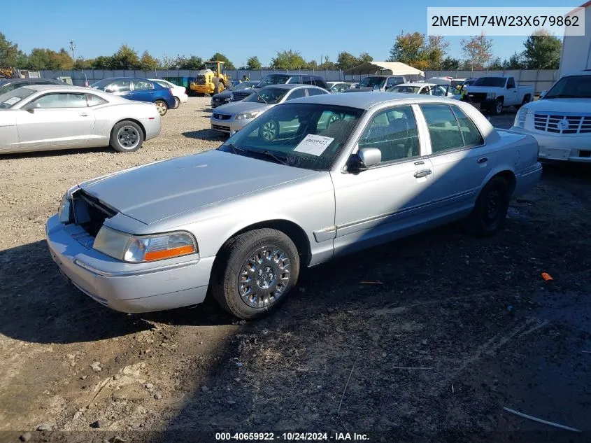 2003 Mercury Grand Marquis Gs VIN: 2MEFM74W23X679862 Lot: 40659922