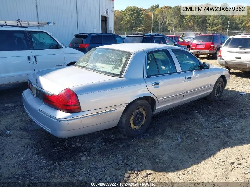 2003 Mercury Grand Marquis Gs VIN: 2MEFM74W23X679862 Lot: 40659922