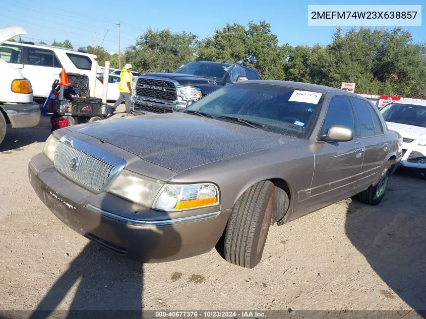 2003 Mercury Grand Marquis Gs VIN: 2MEFM74W23X638857 Lot: 40677376