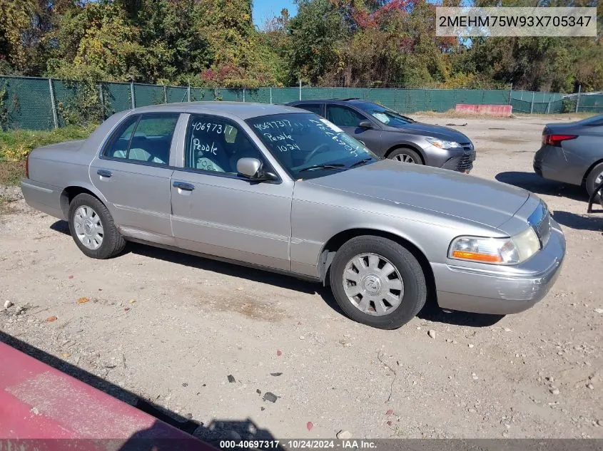 2003 Mercury Grand Marquis Ls VIN: 2MEHM75W93X705347 Lot: 40697317