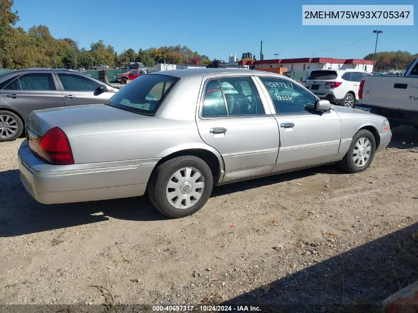 2003 Mercury Grand Marquis Ls VIN: 2MEHM75W93X705347 Lot: 40697317