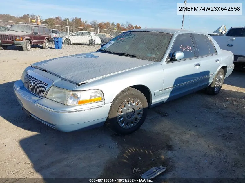 2MEFM74W23X642858 2003 Mercury Grand Marquis Gs