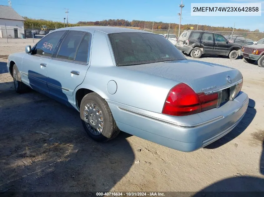 2MEFM74W23X642858 2003 Mercury Grand Marquis Gs