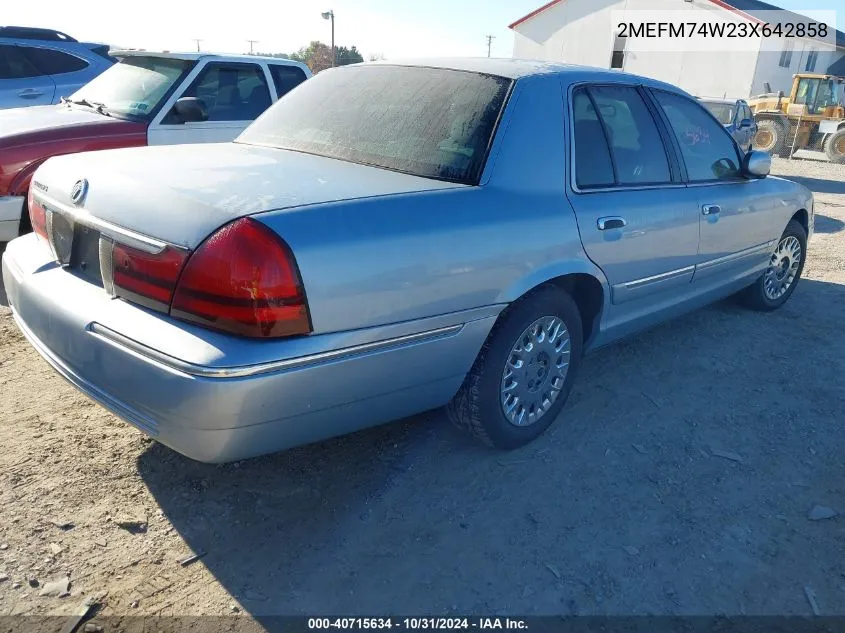 2MEFM74W23X642858 2003 Mercury Grand Marquis Gs