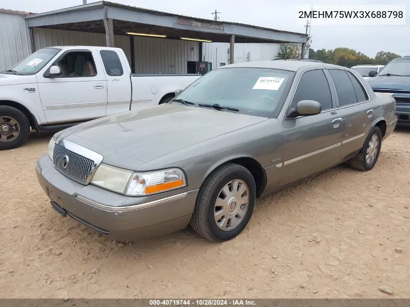 2003 Mercury Grand Marquis Ls VIN: 2MEHM75WX3X688798 Lot: 40719744