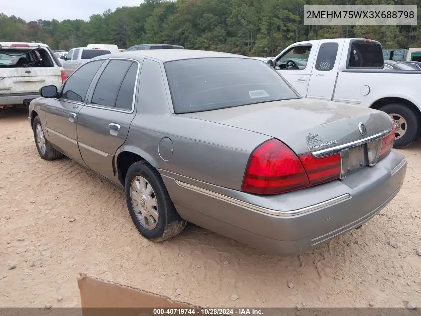 2003 Mercury Grand Marquis Ls VIN: 2MEHM75WX3X688798 Lot: 40719744