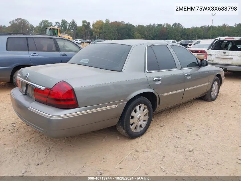 2003 Mercury Grand Marquis Ls VIN: 2MEHM75WX3X688798 Lot: 40719744