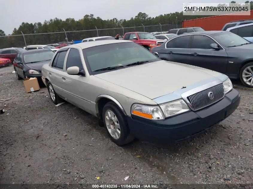 2003 Mercury Grand Marquis Ls VIN: 2MEHM75W53X703045 Lot: 40743235