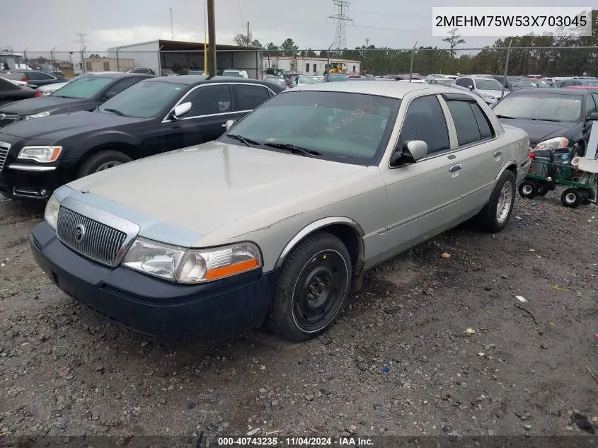 2003 Mercury Grand Marquis Ls VIN: 2MEHM75W53X703045 Lot: 40743235