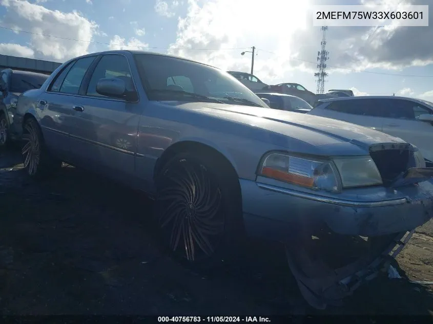 2003 Mercury Grand Marquis Ls VIN: 2MEFM75W33X603601 Lot: 40756783