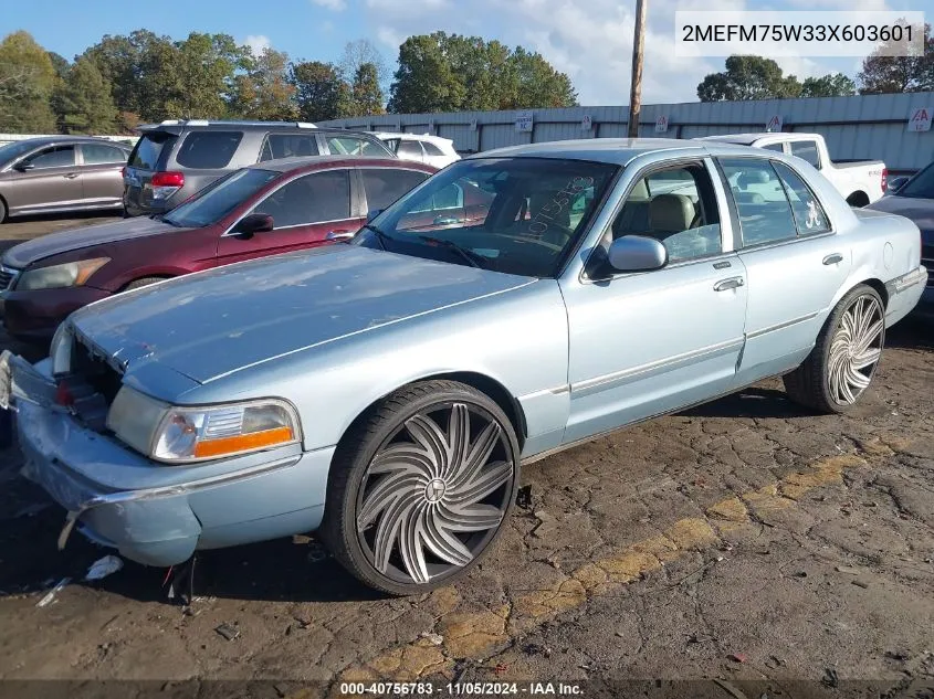 2003 Mercury Grand Marquis Ls VIN: 2MEFM75W33X603601 Lot: 40756783