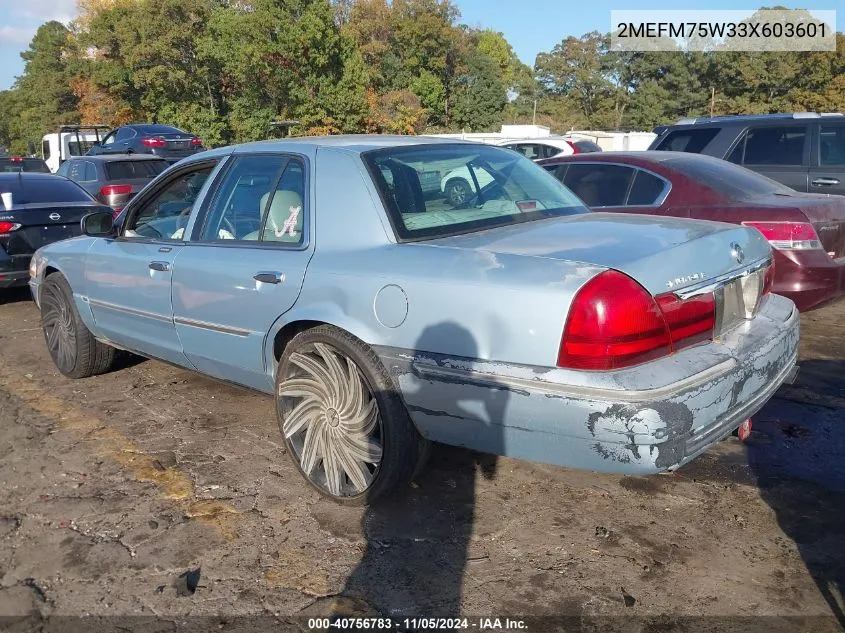 2003 Mercury Grand Marquis Ls VIN: 2MEFM75W33X603601 Lot: 40756783