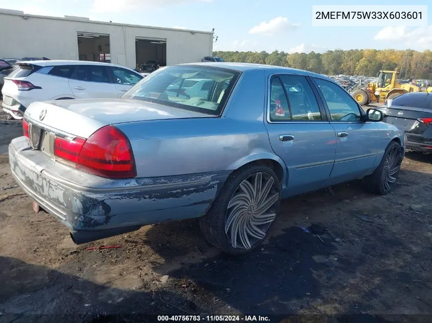 2003 Mercury Grand Marquis Ls VIN: 2MEFM75W33X603601 Lot: 40756783