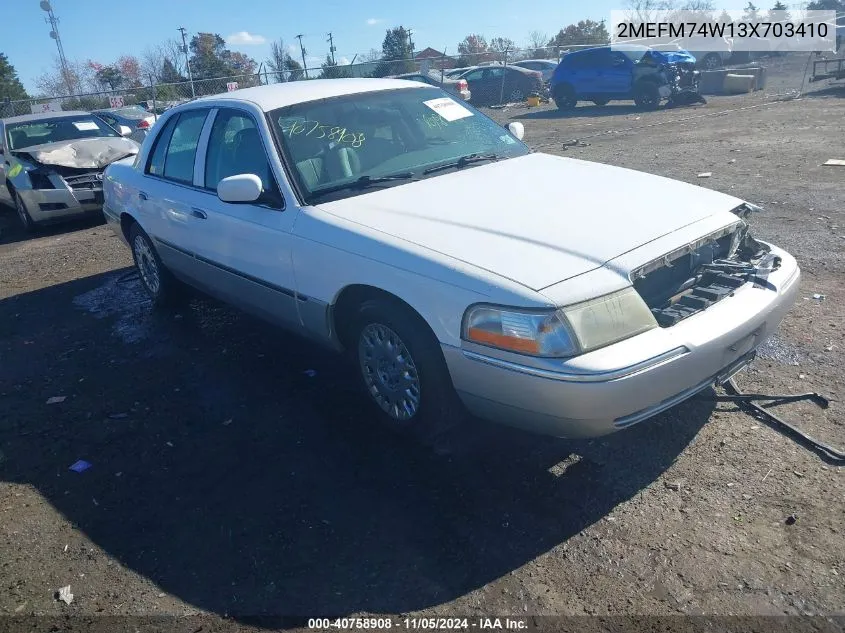 2003 Mercury Grand Marquis Gs VIN: 2MEFM74W13X703410 Lot: 40758908