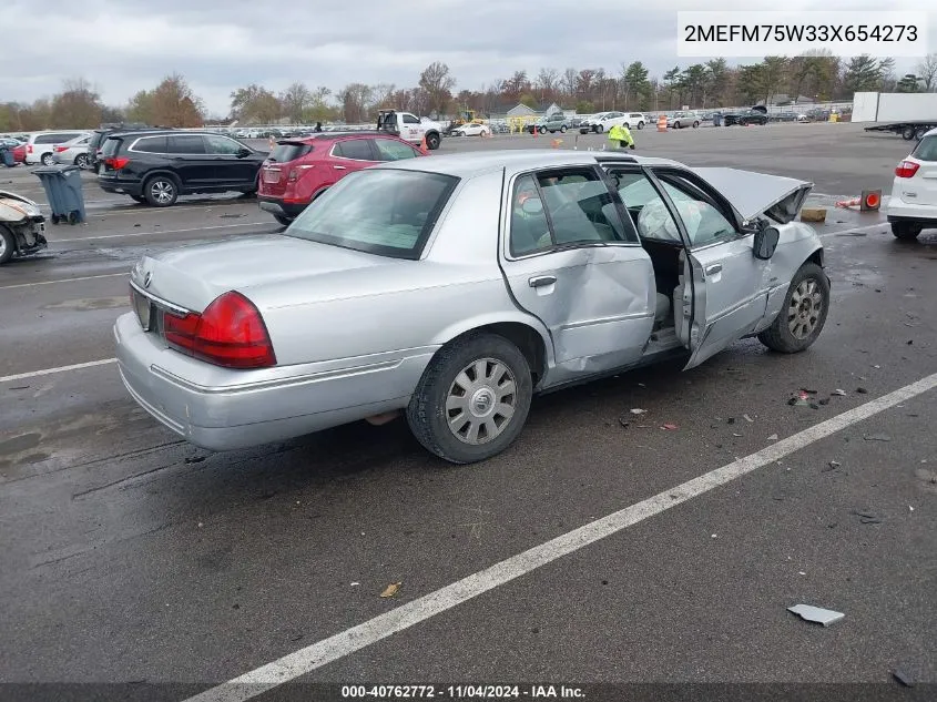 2003 Mercury Grand Marquis Ls VIN: 2MEFM75W33X654273 Lot: 40762772