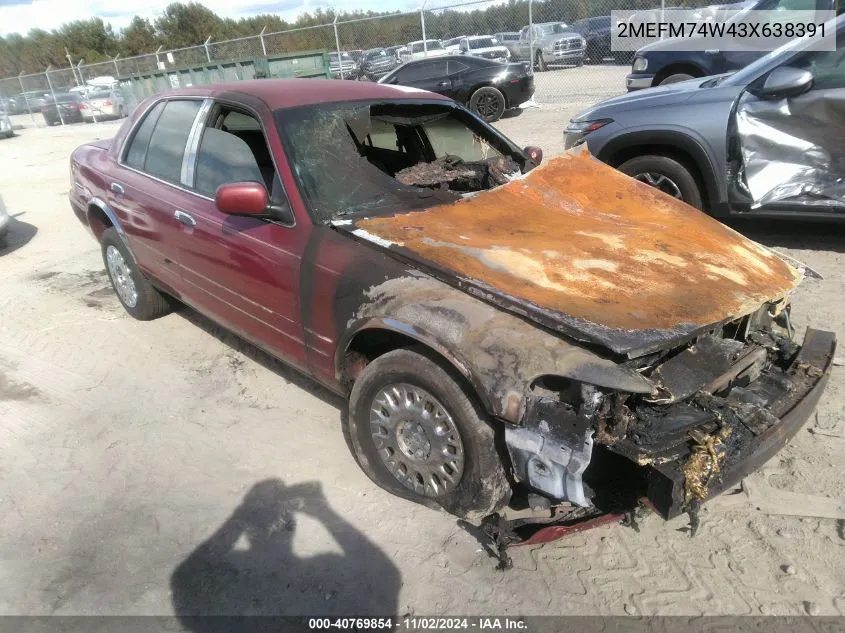 2003 Mercury Grand Marquis Gs VIN: 2MEFM74W43X638391 Lot: 40769854