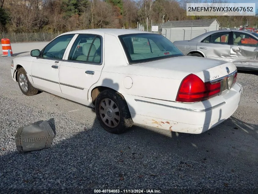 2003 Mercury Grand Marquis Ls VIN: 2MEFM75WX3X667652 Lot: 40784083