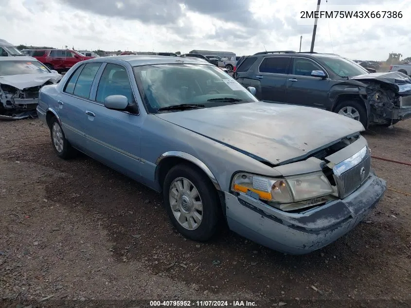 2003 Mercury Grand Marquis Ls VIN: 2MEFM75W43X667386 Lot: 40795952