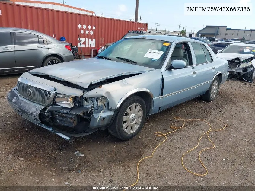 2003 Mercury Grand Marquis Ls VIN: 2MEFM75W43X667386 Lot: 40795952