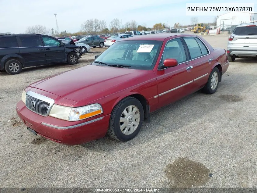 2003 Mercury Grand Marquis Ls VIN: 2MEHM75W13X637870 Lot: 40818653