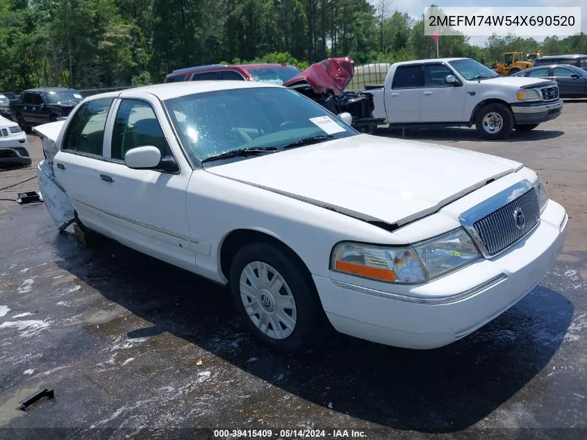 2004 Mercury Grand Marquis Gs VIN: 2MEFM74W54X690520 Lot: 39415409